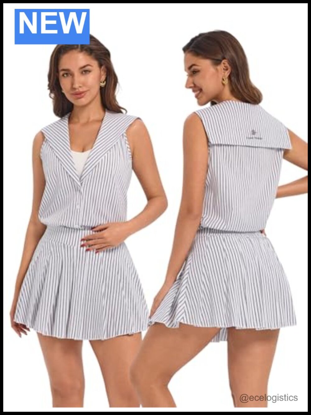 2 Piece Tennis Dress with Pleated Skort Active Athletic Set